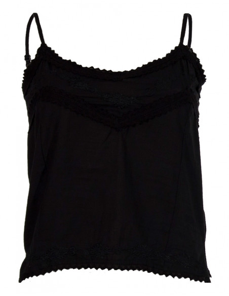 Embroidered cotton suspender top