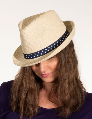 Chapeau Papier Beige Panama Deco ?illets