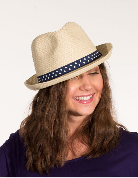Chapeau Papier Beige Panama Deco ?illets