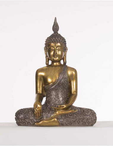 Statue Resine Bouddha Assis 32Cm