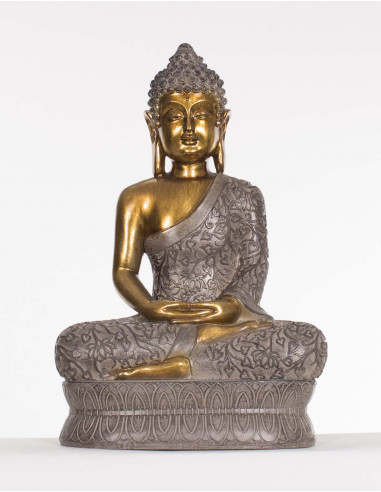 Statue Resine Bouddha Assis 43Cm
