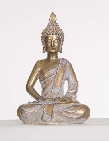 Statue Resine Bouddha Assis 27Cm