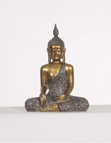 Statue Resine Bouddha Assis 19Cm