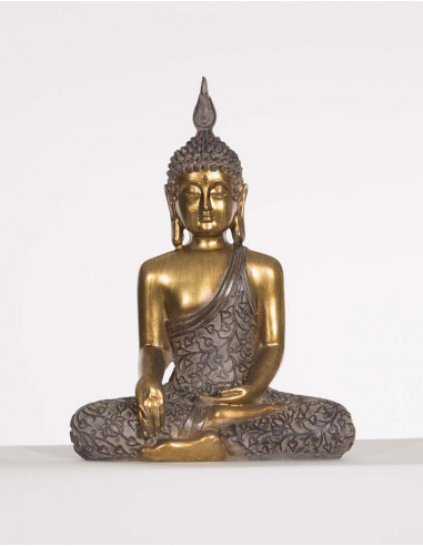 Statue Resine Bouddha Assis 25Cm