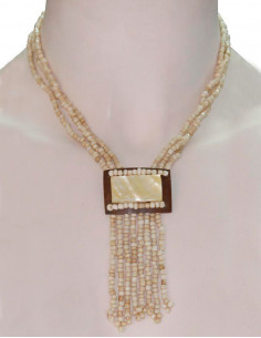 Collier perles rectangle coquillage 2
