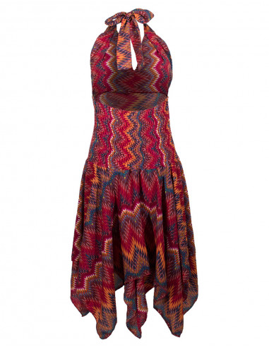 Robe courte asymetrique imprimée graphique