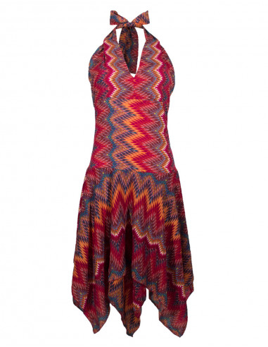 Robe courte asymetrique imprimée graphique