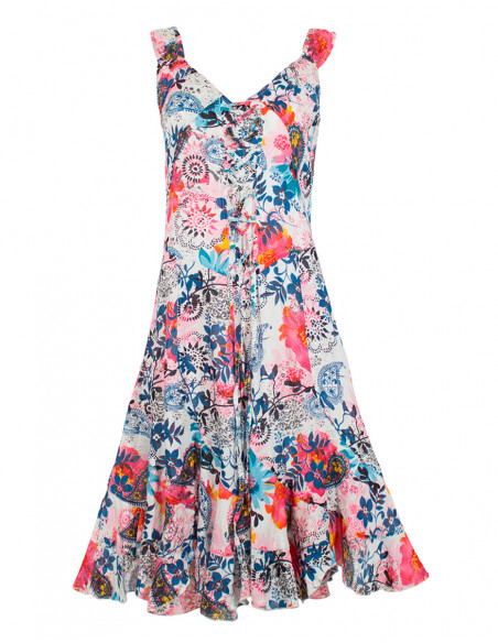 Robe mi-longue imprimee fleuri