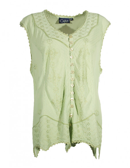 Chemisier viscose boutonné sans manche