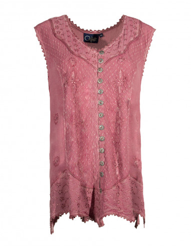 Chemisier viscose boutonné sans manche