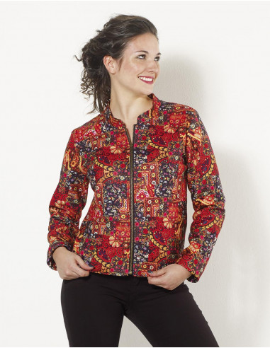 Short polyester jacket with indian print