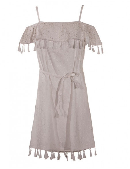 Robe Coton Brodee Doublee Avec Pompons