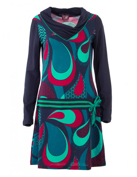 Robe courte maille manches longues