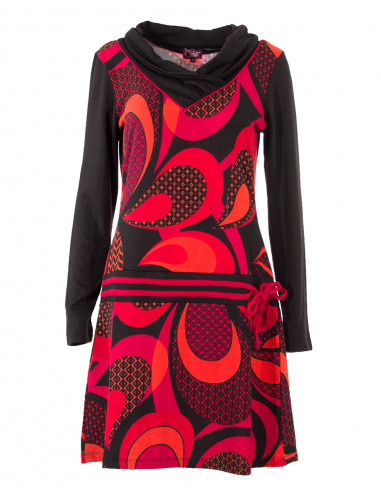 Robe courte maille manches longues