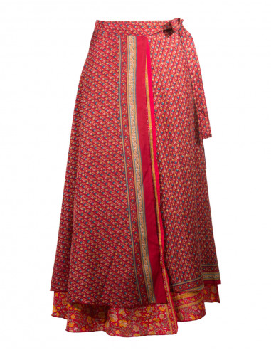 Long polyester wrap-around sari skirt