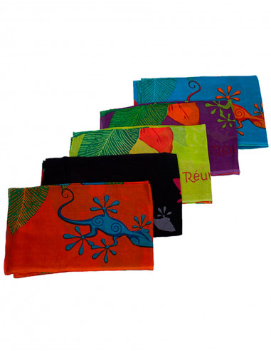 Pack de 10 pareos Coton Imprime Reunion Hibiscus Ile