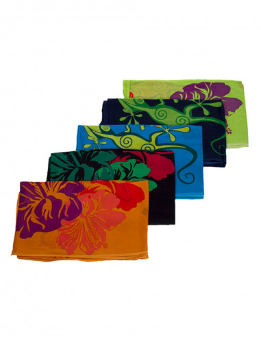 Pack de 10 pareos Coton Imprime Reunion Gekho Ile