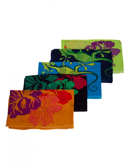 Pack de 10 pareos Coton Imprime Reunion Gekho Ile