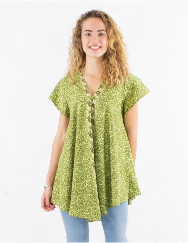Chemisier polyester manches courtes sari imprimé