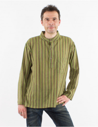 Cotton striped gent shirt with long sleeves and round buttons