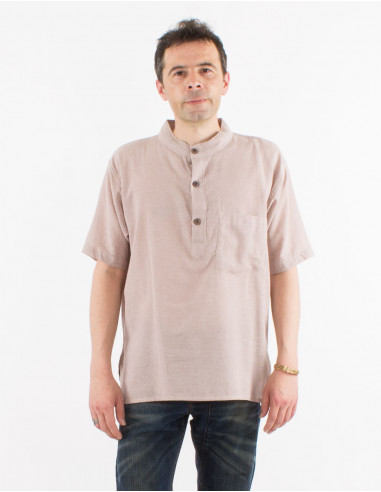 Cotton gent shirt with short sleeves