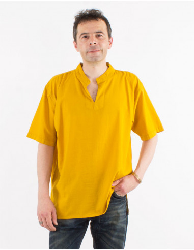 SW light cotton v-neck gent shirt with short sleeves