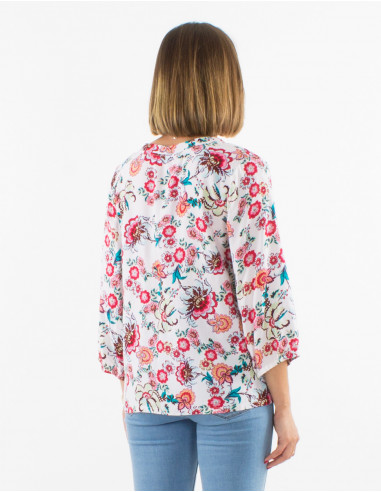 Chemisier viscose manches 3/4 imprimé bohémian