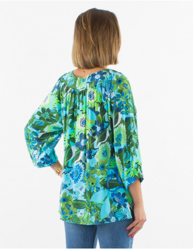 Chemisier viscose manches 3/4 imprimé sixties