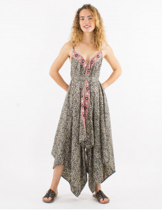 Combi longue polyester sari imprimé argenté 2