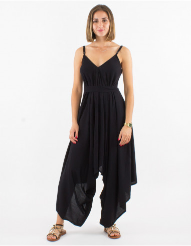 Long plain viscose jumpsuit