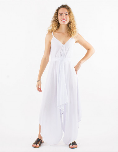 Long plain viscose jumpsuit