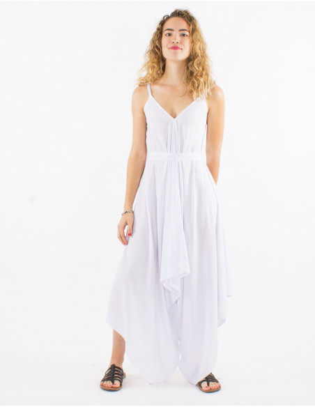 Long plain viscose jumpsuit