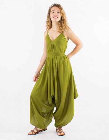 Long plain viscose jumpsuit