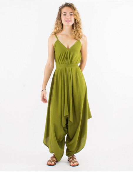 Long plain viscose jumpsuit
