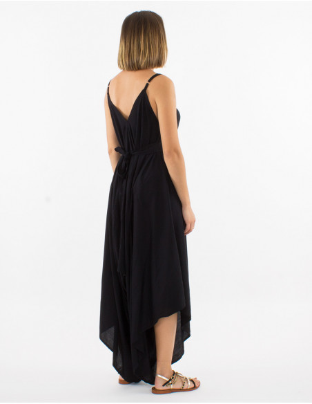 Long plain viscose jumpsuit