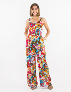 Combi longue viscose dos ouvert imprimé sixties 2