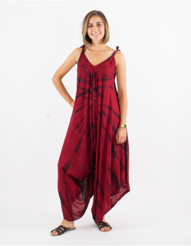 Long viscose tie and dye jumpsuit