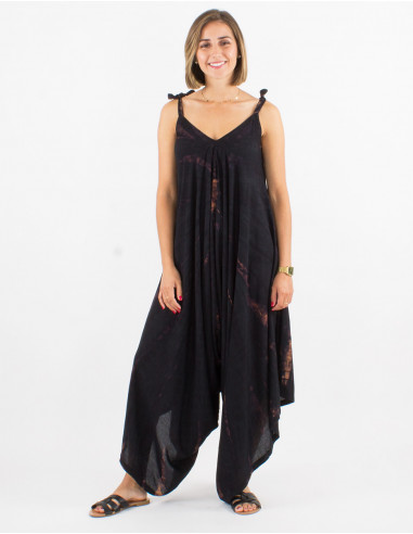 Long viscose tie and dye jumpsuit