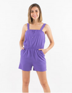 Combi courte viscose unie bretelles larges dos ouvert 2