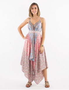 Silver print polyester long jumpsuit