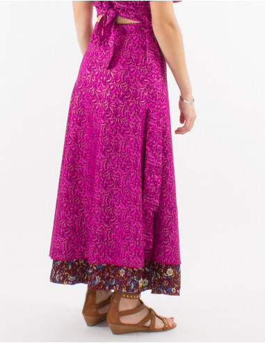 Jupe longue polyester portefeuille sari