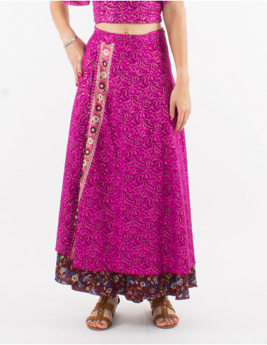 Jupe longue polyester portefeuille sari