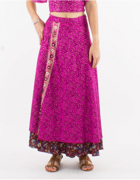 Jupe longue polyester portefeuille sari