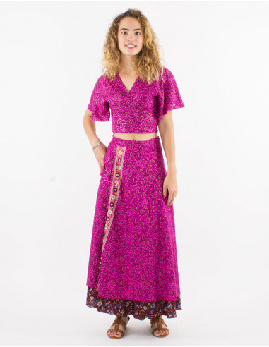 Jupe longue polyester portefeuille sari