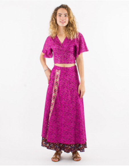 Jupe longue polyester portefeuille sari