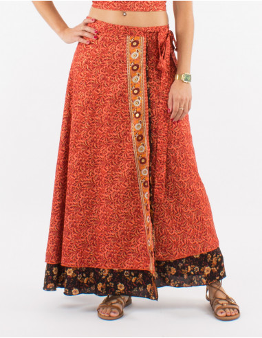 Jupe longue polyester portefeuille sari