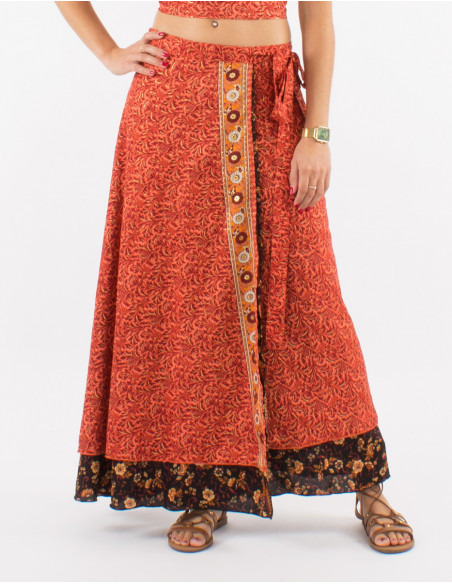 Jupe longue polyester portefeuille sari