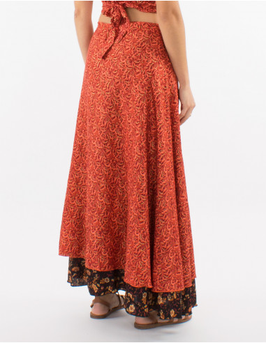 Jupe longue polyester portefeuille sari