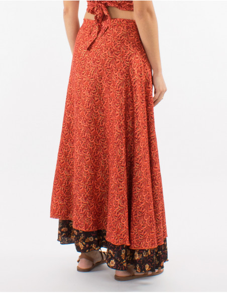 Jupe longue polyester portefeuille sari