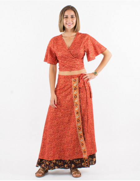 Jupe longue polyester portefeuille sari